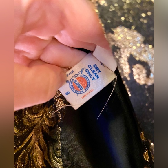 Vtg Evan Picone Lord & Taylor BLACK & GOLD  Jacquard Brocade BLAZER Jacket Sz 8 - Picture 8 of 8